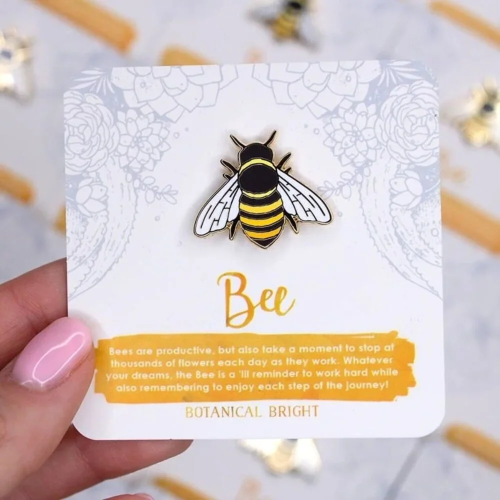 Bee Enamel Pin - Gold‎ Plated Garden & Nature Jewelry - Save the Bees Brooch